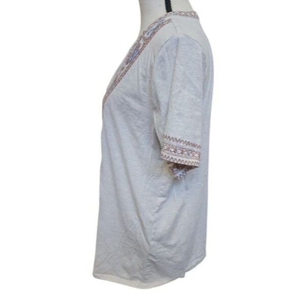 Pure Jill Embroidered Tee Boho Size Large Cotton - Picture 5 of 6